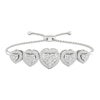 Thumbnail Image 1 of Multi-Diamond Five Heart Bolo Bracelet 1/2 ct tw Round-cut 10K White Gold