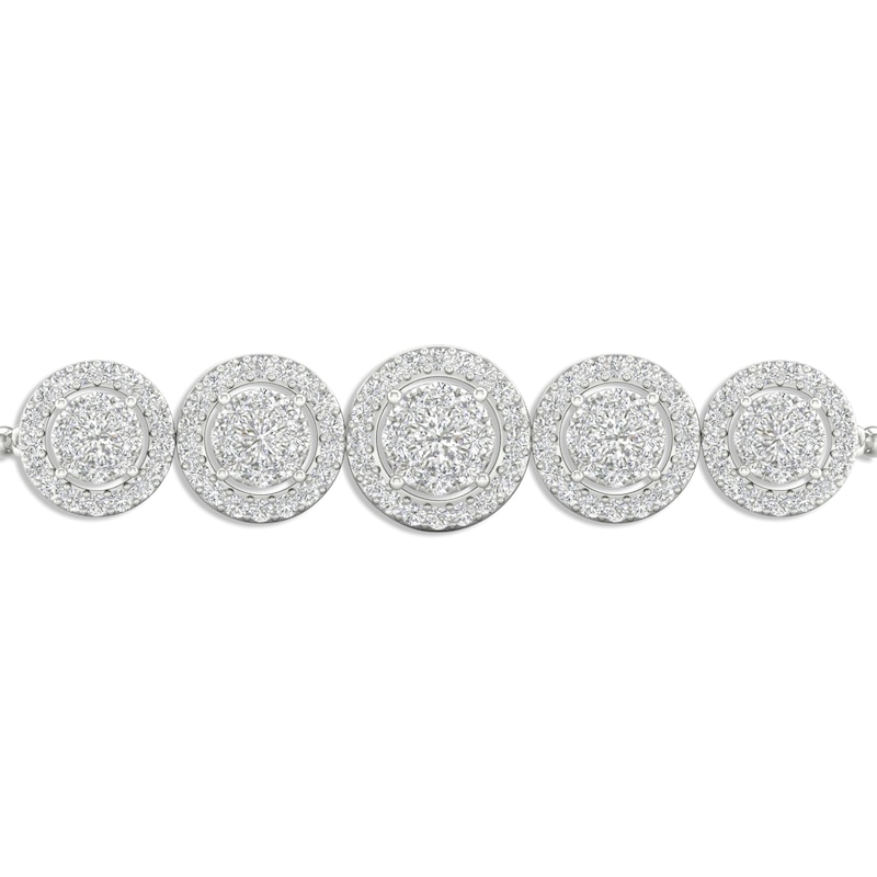 Multi-Diamond Five Circle Bolo Bracelet 1/2 ct tw Round-cut 10K White Gold
