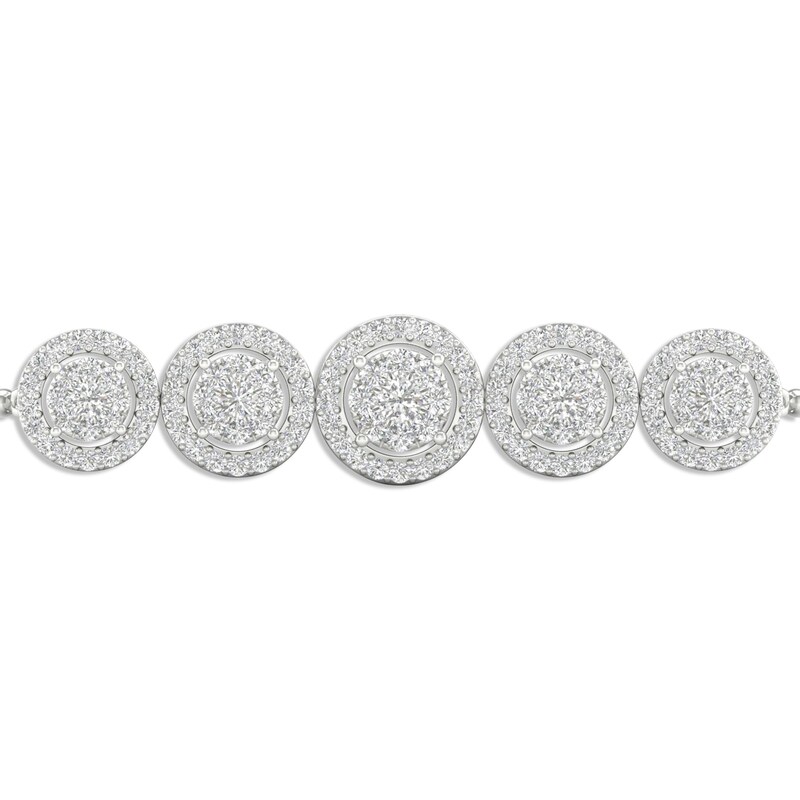 Main Image 2 of Multi-Diamond Five Circle Bolo Bracelet 1/2 ct tw Round-cut 10K White Gold