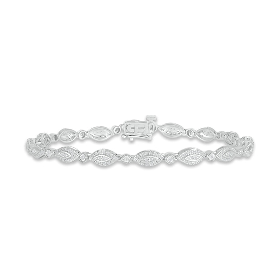 Diamond Marquise Line Bracelet 1/2 ct tw Round-cut 10K White Gold 7.25"