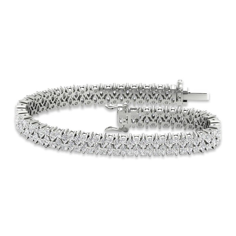 Main Image 1 of Diamond Line Bracelet 7 ct tw Pear, Marquise & Round-cut 14K White Gold 7.25&quot;