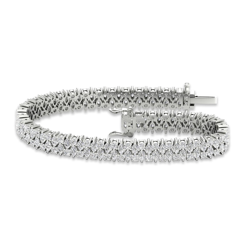 Diamond Line Bracelet 7 ct tw Pear, Marquise & Round-cut 14K White Gold 7.25"