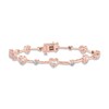 Diamond Heart Bar Bracelet 1/4 ct tw Round-cut 10K Rose Gold 7"