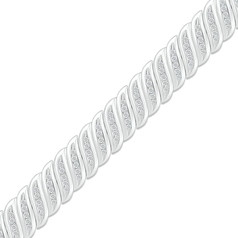 Diamond Wide Link Bracelet 1 ct tw Round-cut Sterling Silver 7.25"