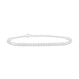 Diamond Bangle Chain Bracelet 1/6 ct tw Round-cut Sterling Silver 8"