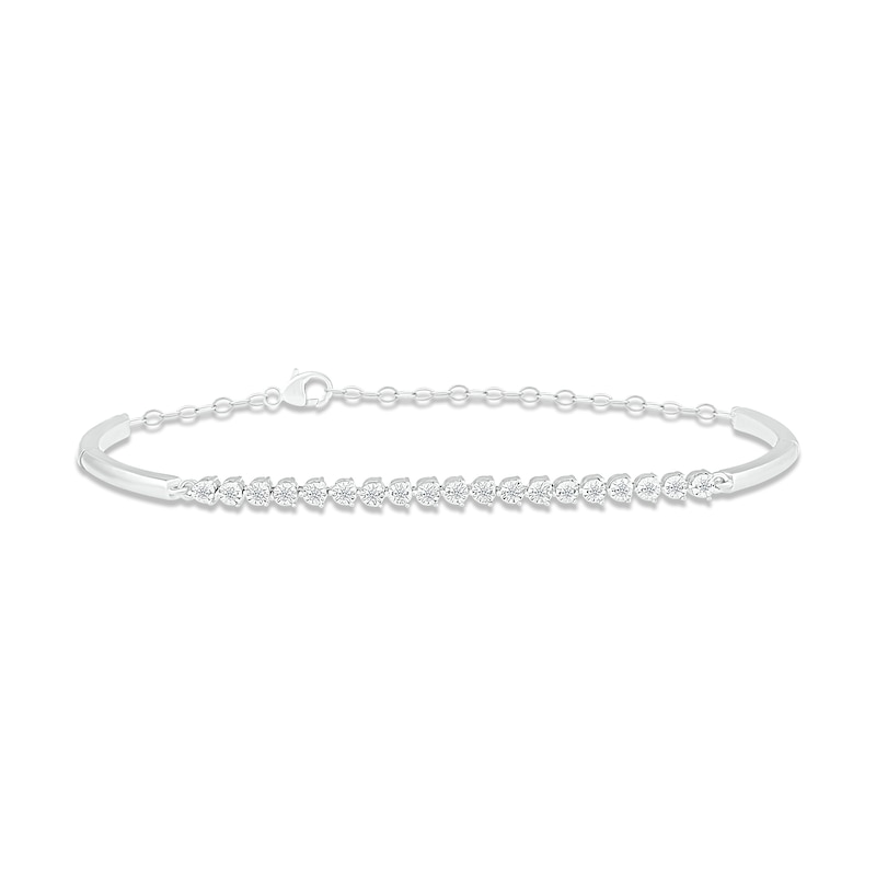 Main Image 1 of Diamond Bangle Chain Bracelet 1/6 ct tw Round-cut Sterling Silver 8&quot;