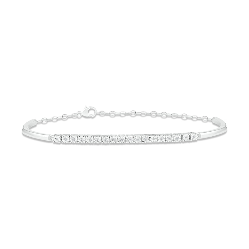 Main Image 1 of Diamond Bangle Chain Bracelet 1/10 ct tw Round-cut Sterling Silver 8&quot;
