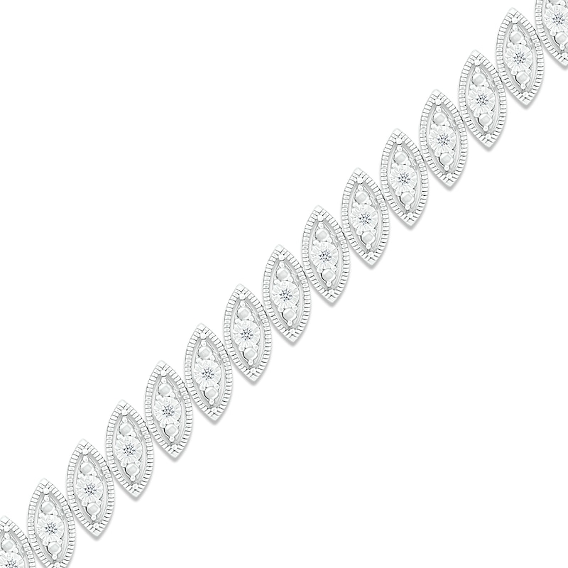 Diamond Diagonal Link Bracelet 1/4 ct tw Round-cut Sterling Silver 7.25"