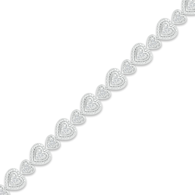 Diamond Horizontal Heart Tennis Bracelet 1/2 ct tw Round-cut Sterling Silver 7.5"
