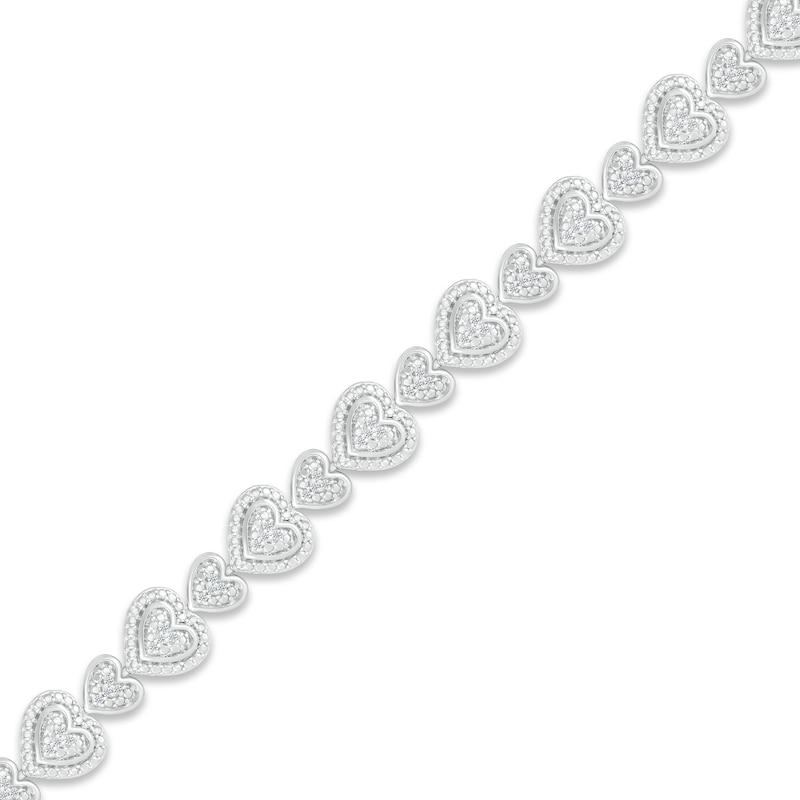 Main Image 2 of Diamond Horizontal Heart Tennis Bracelet 1/2 ct tw Round-cut Sterling Silver 7.5&quot;