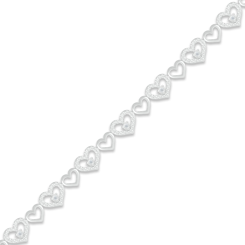 Main Image 2 of Diamond Heart Bracelet 1/10 ct tw Round-cut Sterling Silver 7.25&quot;