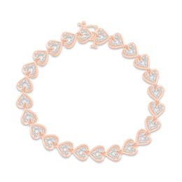 Diamond Heart Bracelet 1/2 ct tw Round-cut 10K Rose Gold 7.25"