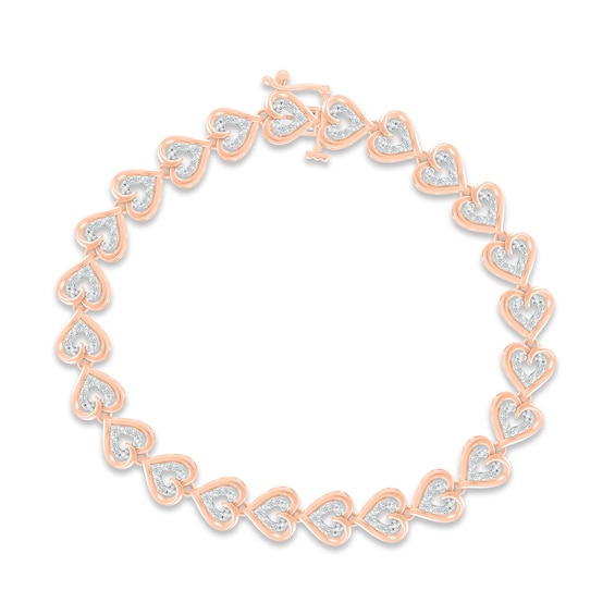Diamond Heart Bracelet 1/2 ct tw Round-cut 10K Rose Gold 7.25"
