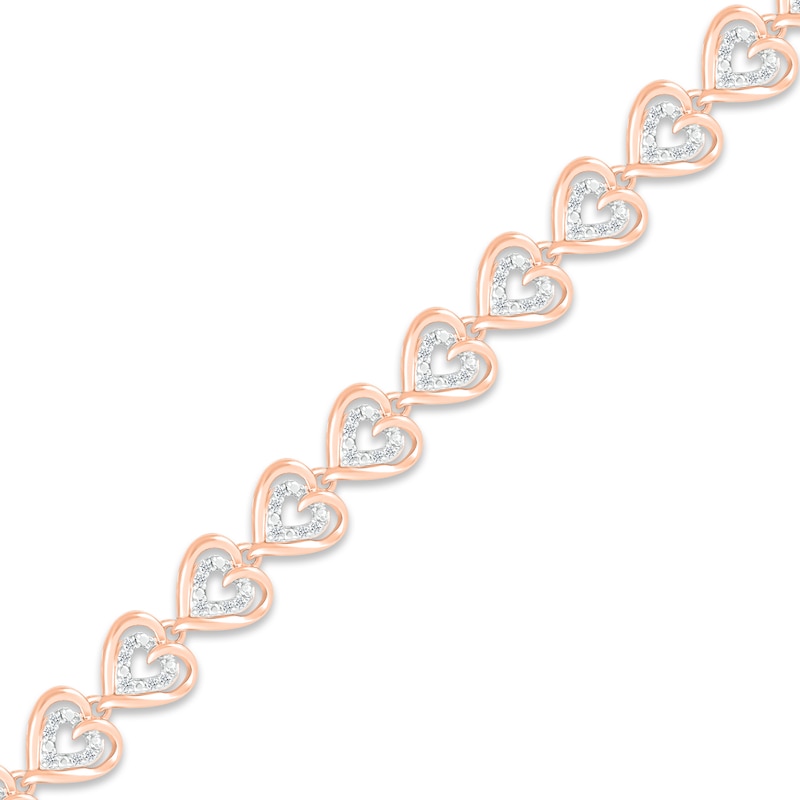 Main Image 2 of Diamond Heart Bracelet 1/2 ct tw Round-cut 10K Rose Gold 7.25&quot;