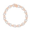 Thumbnail Image 1 of Diamond Linked Heart Bracelet 1/4 ct tw Round-cut 10K Rose Gold 7.5&quot;