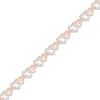 Thumbnail Image 2 of Diamond Linked Heart Bracelet 1/4 ct tw Round-cut 10K Rose Gold 7.5&quot;