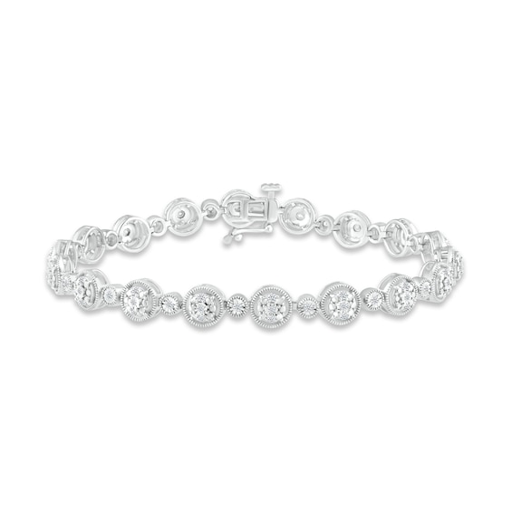 Multi-Diamond Tennis Bracelet 1/2 ct tw Round-cut Sterling Silver 7"