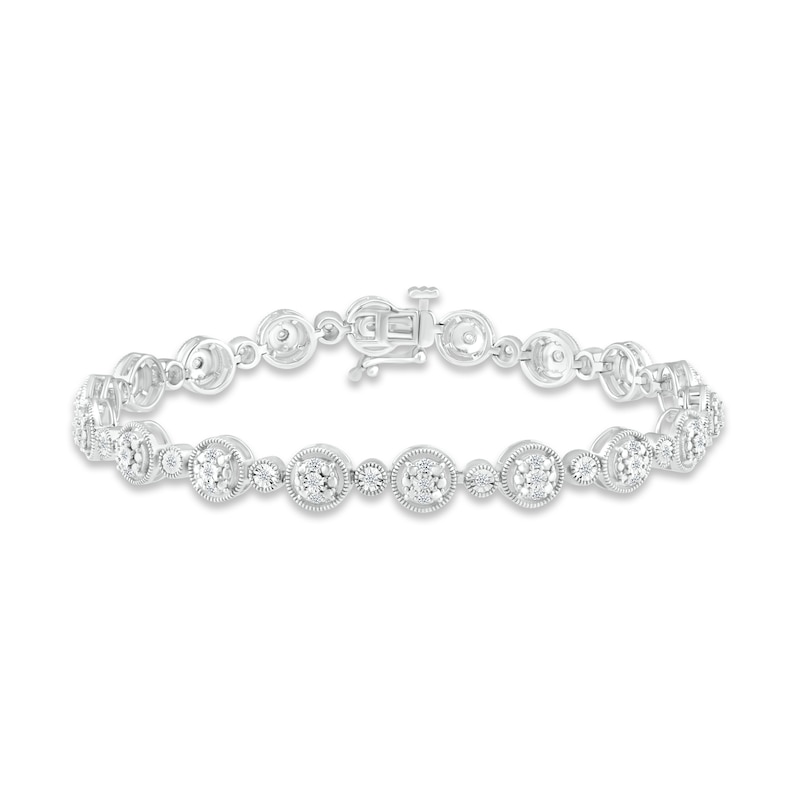 Main Image 1 of Multi-Diamond Tennis Bracelet 1/2 ct tw Round-cut Sterling Silver 7&quot;