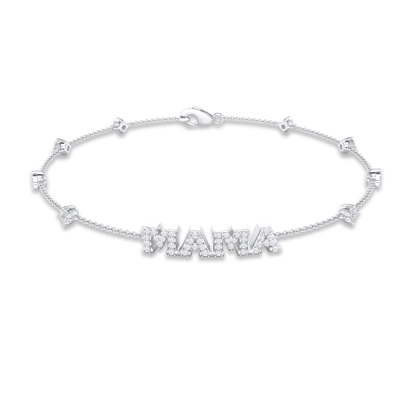 Main Image 1 of Diamond &quot;Mama&quot; Bracelet 1/4 ct tw Round-cut Sterling Silver 7&quot;