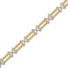 Thumbnail Image 1 of Diamond XO Paperclip Bracelet 1/6 ct tw Round-cut 10K Yellow Gold 7.25"