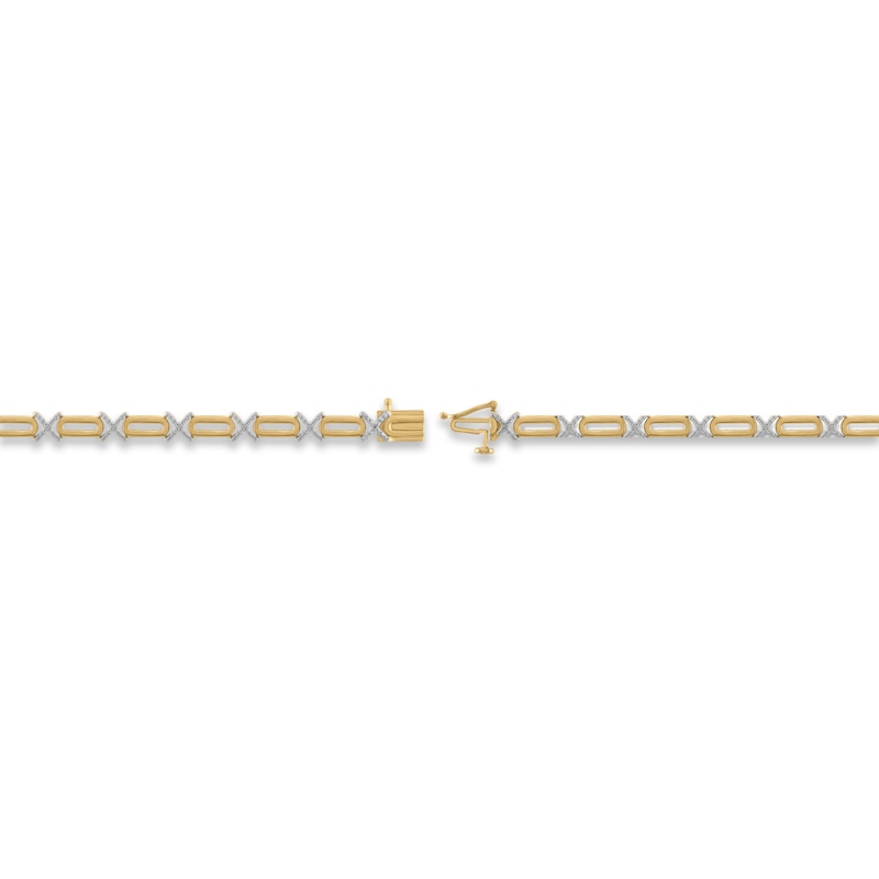 Diamond XO Paperclip Bracelet 1/6 ct tw Round-cut 10K Yellow Gold 7.25"