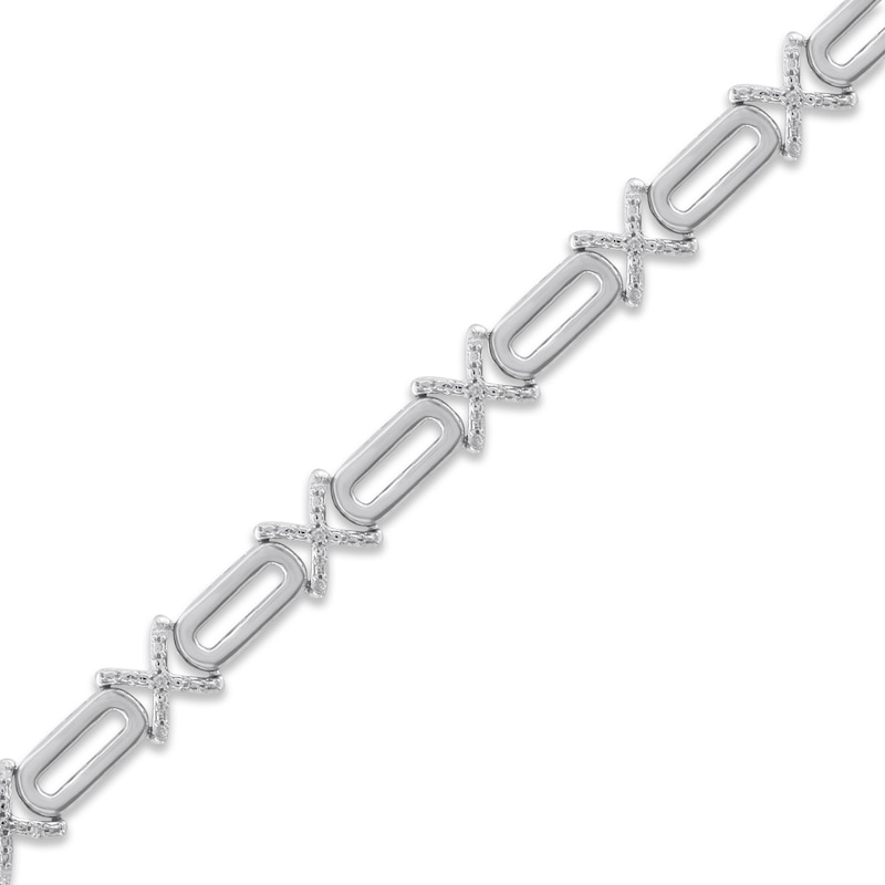 Diamond XO Paperclip Bracelet 1/6 ct tw Round-cut Sterling Silver 7.25"