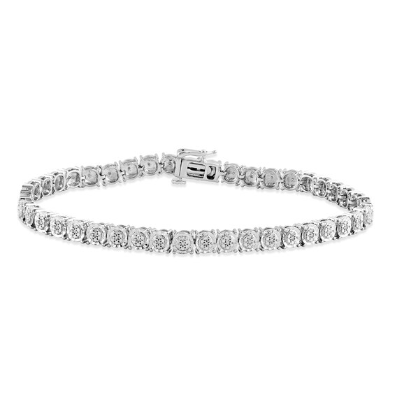 Diamond Tennis Bracelet 1/4 ct tw Round-cut Sterling Silver 7.25"