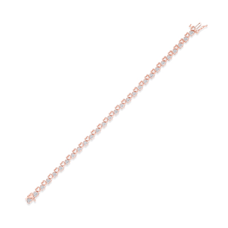 Main Image 2 of Diamond Alternating Heart Link Bracelet 1/2 ct tw Round-cut 10K Rose Gold 7&quot;