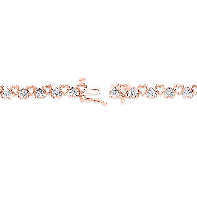 Main Image 3 of Diamond Alternating Heart Link Bracelet 1/2 ct tw Round-cut 10K Rose Gold 7&quot;