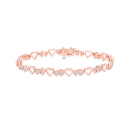 Diamond Heart Link Bracelet 1/2 ct tw Round-cut 10K Rose Gold 7"