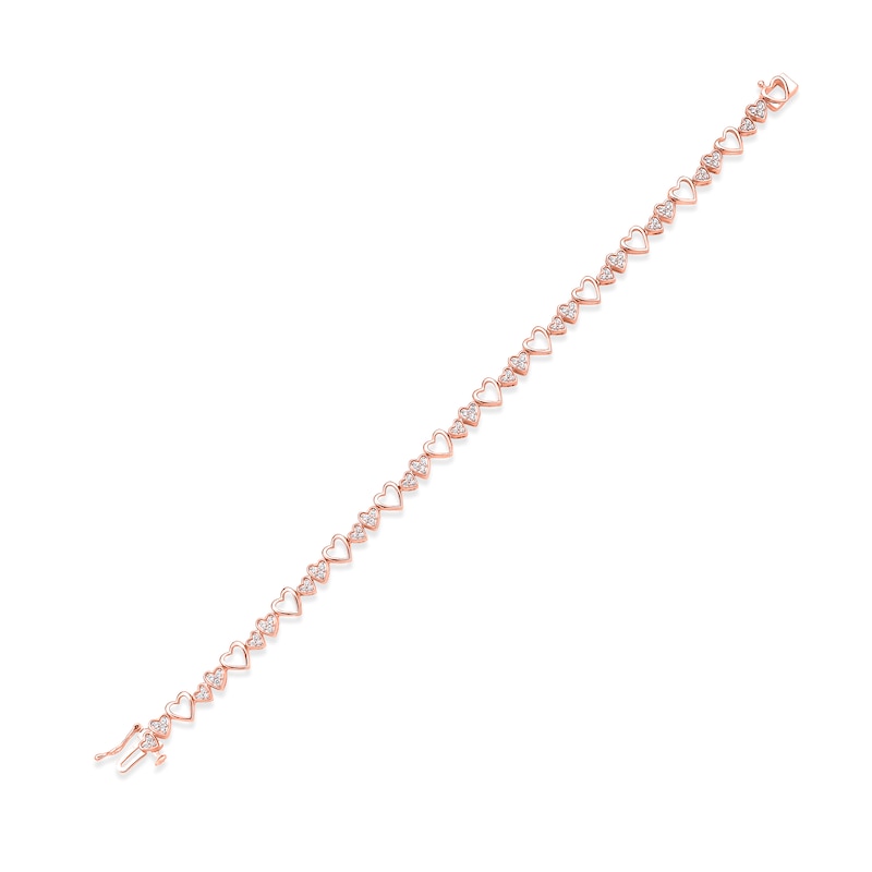 Main Image 2 of Diamond Heart Link Bracelet 1/2 ct tw Round-cut 10K Rose Gold 7&quot;