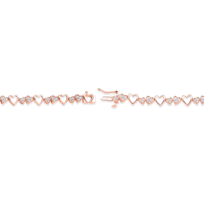 Main Image 3 of Diamond Heart Link Bracelet 1/2 ct tw Round-cut 10K Rose Gold 7&quot;