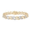 Thumbnail Image 1 of Diamond Heart Link Bracelet 1 ct tw Round-cut 10K Yellow Gold 7&quot;