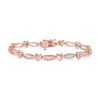 Thumbnail Image 0 of Diamond Heart Marquise Link Bracelet 1/4 ct tw Round-cut 10K Rose Gold 7"