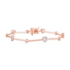 Diamond Heart Bar Bracelet 1/10 ct tw Round-cut 10K Rose Gold 7"