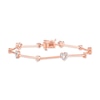 Thumbnail Image 1 of Diamond Heart Bar Bracelet 1/10 ct tw Round-cut 10K Rose Gold 7&quot;