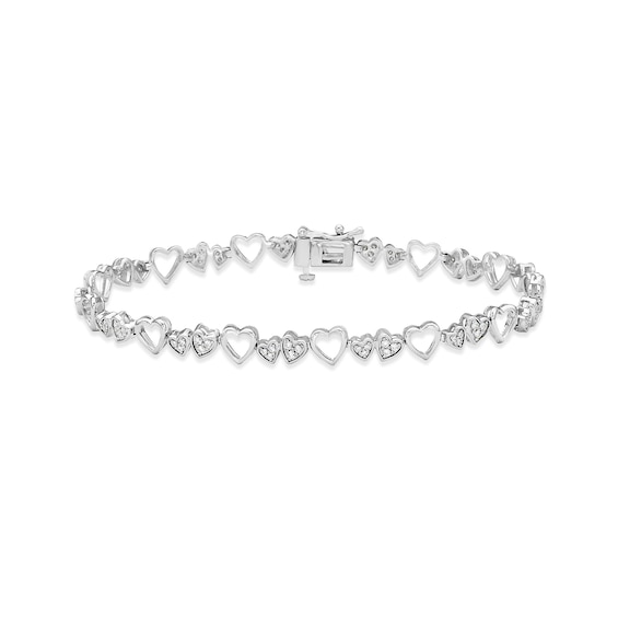 Kay Diamond Heart Link Bracelet 1/2 ct tw Round-cut Sterling