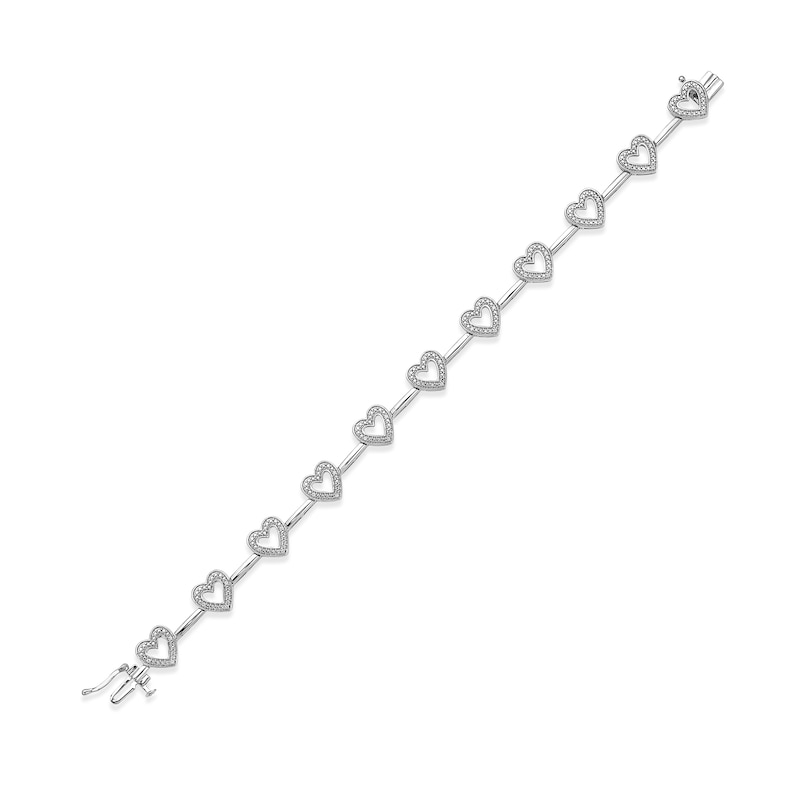 Main Image 2 of Diamond Heart Bracelet 1/10 ct tw Round-cut Sterling Silver 7&quot;