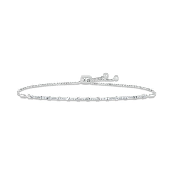 Diamond Line Bolo Bracelet 1/2 ct tw Round-cut 10K White Gold 9.5"