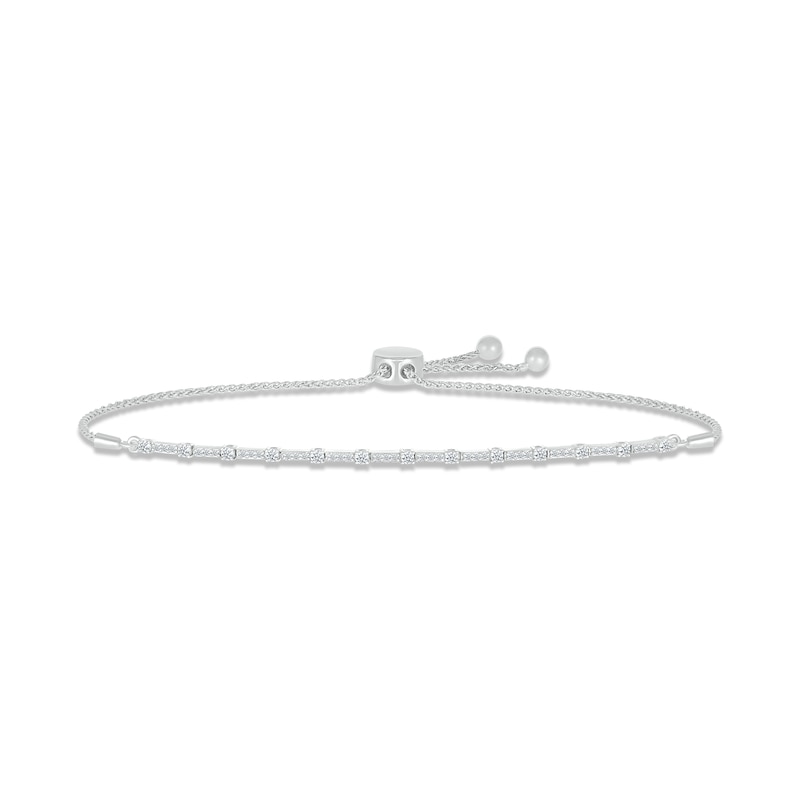 Main Image 1 of Diamond Line Bolo Bracelet 1/2 ct tw Round-cut 10K White Gold 9.5&quot;