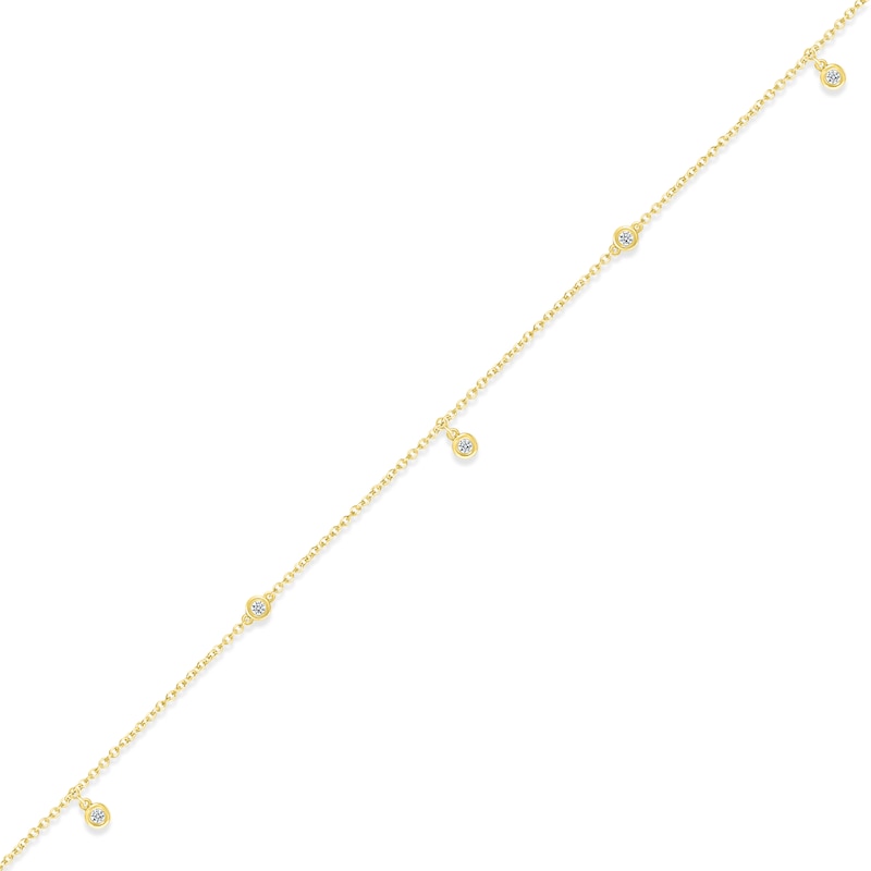 Main Image 2 of Diamond Bezel Anklet 1/10 ct tw Round-cut 10K Yellow Gold 9&quot;