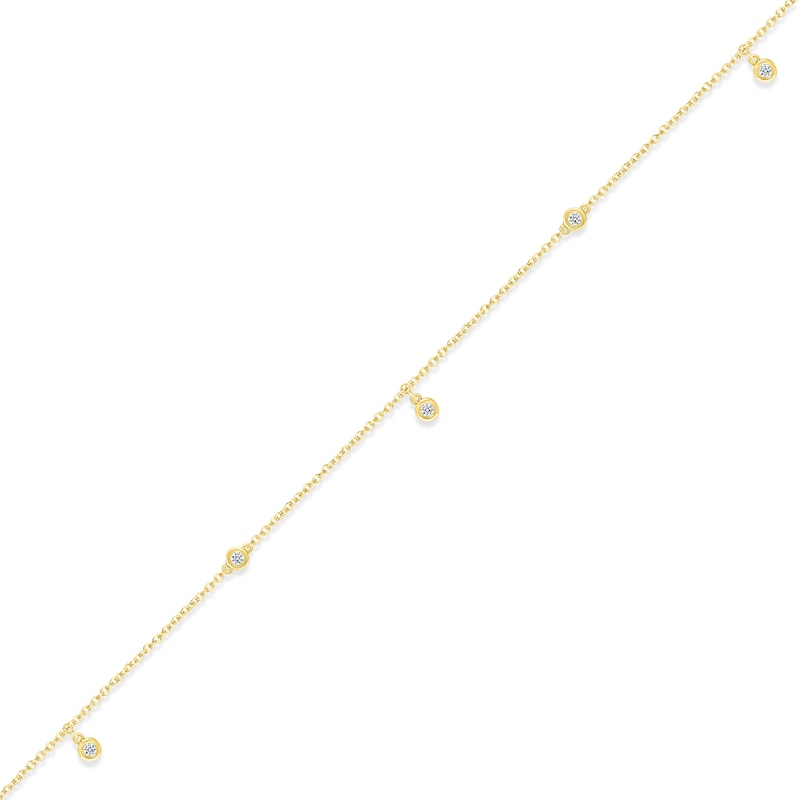 Diamond Bezel Anklet 1/10 ct tw Round-cut 10K Yellow Gold 9"