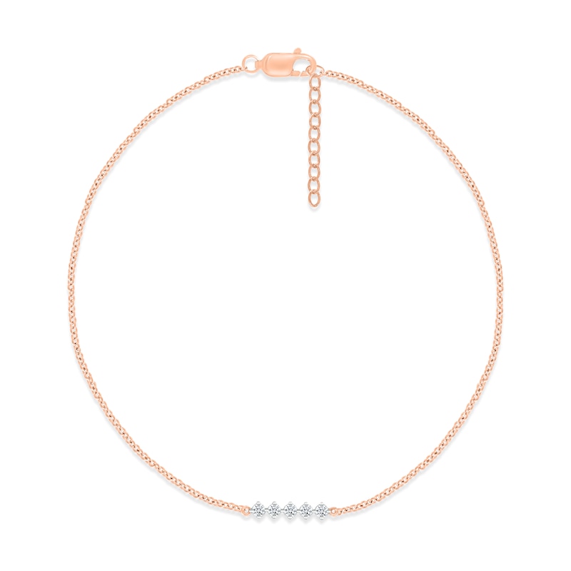 Diamond Line Anklet 1/8 ct tw Round-cut 10K Rose Gold 9"