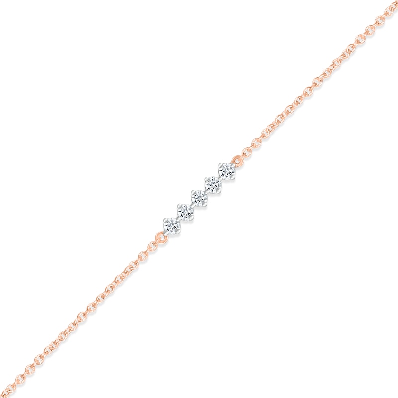 Main Image 2 of Diamond Line Anklet 1/8 ct tw Round-cut 10K Rose Gold 9&quot;