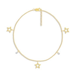 Diamond Star Anklet 1/20 ct tw Round-cut 10K Yellow Gold 9"