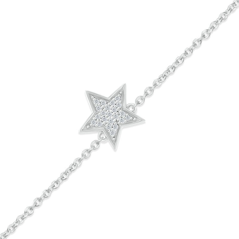 Main Image 2 of Diamond Star Anklet 1/20 ct tw Round-cut Sterling Silver 9&quot;