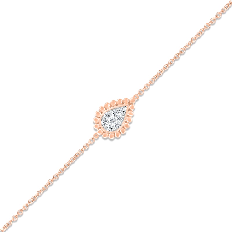 Main Image 2 of Multi-Diamond Pear Anklet 1/15 ct tw Round-cut 10K Rose Gold 9&quot;