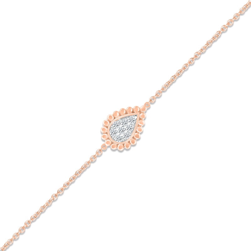 Multi-Diamond Pear Anklet 1/15 ct tw Round-cut 10K Rose Gold 9"