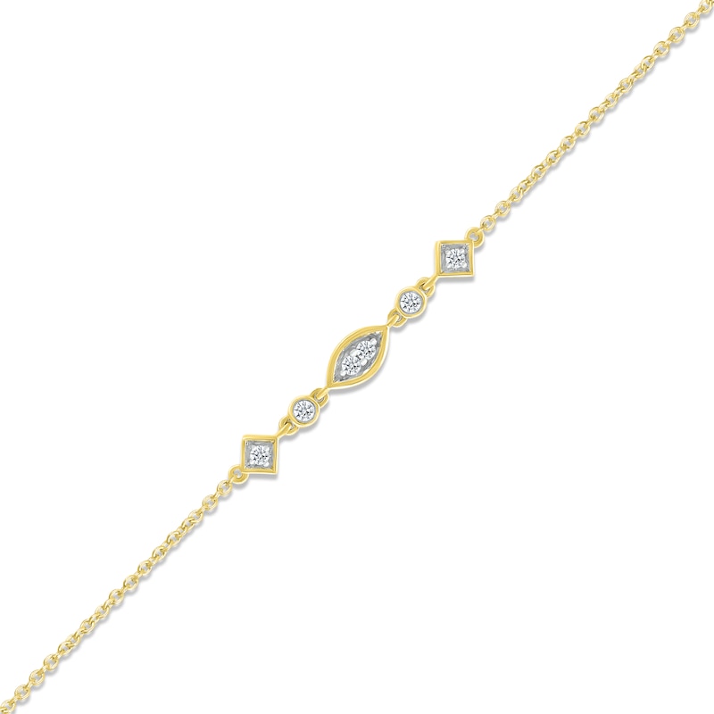 Main Image 2 of Diamond Shapes Anklet 1/15 ct tw Round-cut 10K Yellow Gold 9&quot;