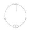 Thumbnail Image 1 of Diamond Interlocking Circle & Heart Anklet 1/15 ct tw Round-cut Sterling Silver 9&quot;